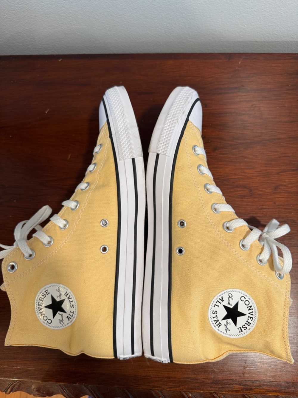Converse Yellow High-Top Canvas Sneakers with White Laces - Picture 2 of 3